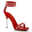 PLEASER【取り寄せ】プリーザー・シックラインストーンアンクルストラップサンダル/品番:CHIC-40/CHIC40/11cmヒール/ドレス/シングルソール/レディース/ダンス/エレガント/衣装/発表会/シューズ/キャバ嬢//靴/ワイドアンクルストラップ/バックジッパー/サンダル/レッド/赤