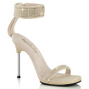PLEASER【取り寄せ】プリーザー・シックラインストーンアンクルストラップサンダル/品番:CHIC-40/CHIC40/11cmヒール/ドレス/シングルソール/レディース/ダンス/エレガント/衣装/発表会/シューズ/キャバ嬢/ワイドアンクルストラップ/バックジッパー/サンダル/タンベージュ