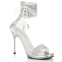 PLEASER【取り寄せ】プリーザー・ラインストーンアンクルストラップサンダル/品番:CHIC-47/CHIC47/11cmヒール/ドレス/メタルヒール/レディース/ダンス/エレガント/衣装/発表会/シューズ/キャバ嬢//靴/ワイドアンクルストラップ/バックジッパー/サンダル/シルバー/銀