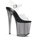 8" (20.3cm) Stiletto Heel, 4" (10.2cm) Tinted Platform Ankle Strap Sandal 【ヒールの高さ】約20cm 【プラットフォームの高さ】約10cm ※こちらの商品は取り寄せ商品になります。 商品のデザイン変更等でご注文後に 在庫切れのお返事を差し上げることもございます。 ご了承の程、よろしくお願い致します。 世界中で人気のインポートシューズ・ダンスシューズ・ドレスシューズ・コスプレシューズ PLEASER（プリーザー）の商品です。 ※サイズについてはこちらをクリック ■在庫管理に関しましては細心の注意を払っておりますが、 他サイトとの併売の為、在庫切れの場合がございます。 ■万が一売り切れの場合はメール・お電話にてご連絡させていただきます。 ■画面上と実物では多少色具合が異なって見える場合がございます。 ■輸入品のため、多少のキズ、汚れ、臭い、接着剤のはみ出しなどが見られる場合がございます。 ご了承の上ご購入ください。 ■日本サイズとは違いますので、若干の誤差はご了承のうえご購入くださいませ。 ■パッケージ(靴箱)に記載されているサイズはメーカー使用のUSサイズになります。 -外箱のサイズ表記について- 米国規格靴のサイズでUS8の場合、外箱には26.8cmと表記されている場合があります。 日本規格では靴のサイズは履く人の足のサイズをさしますが、 欧米で靴のサイズと言うと、靴の外寸法のサイズを指す場合があります。 履く靴の大きさ（外寸）は26.8cmという表記になります。 また、メーカーによっては靴を作る際の木型の大きさで表記される場合もあります。 ※実際の外箱に記載されている数値は商品タイプによって異なる場合がありますのでご了承下さい。 ■サイズについてご不安な場合はお気軽にお問い合わせください。