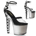 PLEASER【取り寄せ】プリーザー・コルセットレース厚底クリアサンダル/品番:LOVESICK-712T/LOVESK712T/17cmヒール/18cmヒール/ドレス/キャバ嬢/ポールダンス/ダンス/衣装/ピンヒール/ハイヒール/コスプレ/クリアヒール/半透明/レディース//靴/ブラック×クリア/黒×透明