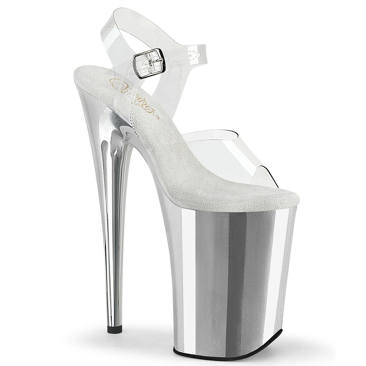 Rakuten - PLEASER【取り寄せ】プリーザー・超厚底プラットフォームサンダル/品番：INFINITY-908/INF908/23cmヒール/ヒールサンダル/レディース/コスプレ/ドレス/キャバ嬢/ポールダンス/衣装/ピンヒール/メタルヒール/アンクルストラップサンダル/撮影会/フェティッシュ/シルバー/銀