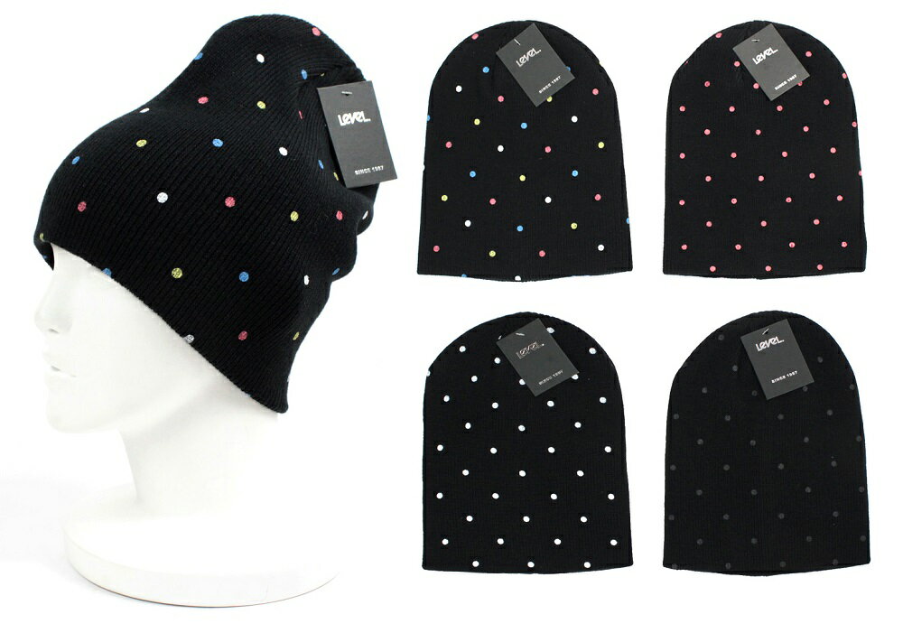LeVeL レベル ドット柄 ビーニー ニット帽 2506