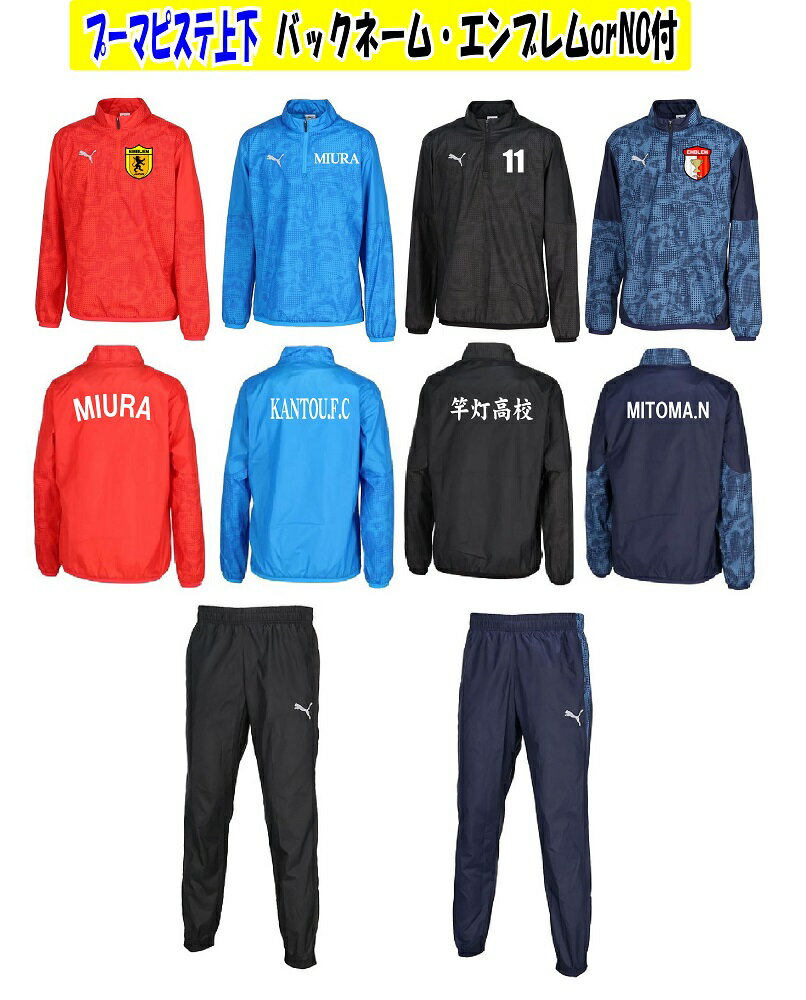 ≪2着以上の価格・1着からも受付可能≫＜胸マーク・バックプリント付き＞プーマPUMAピステ上下「TEAMCUP..