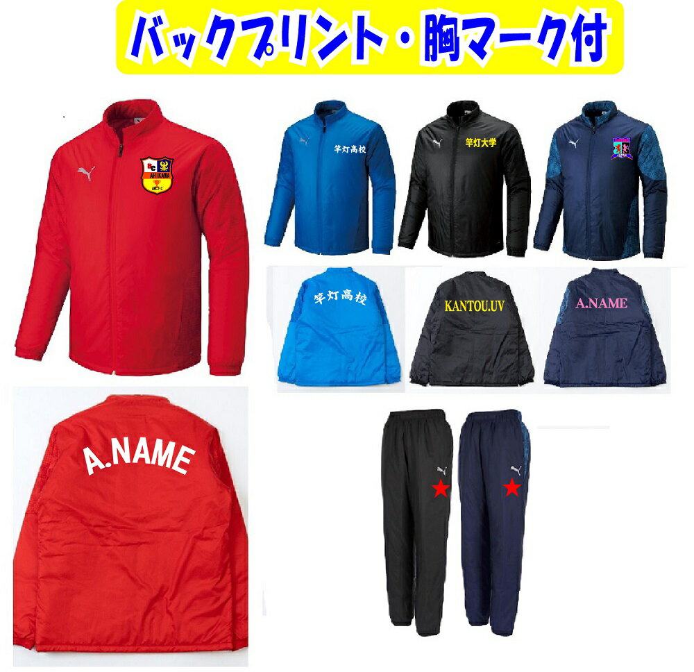 ≪2着以上の価格・1着からも受付可能≫＜胸マーク・バックプリント付き＞プーマPUMAウインドブレーカー上下「TEAMCUP　パディットウーブンジャケット+パンツ」660402-660403