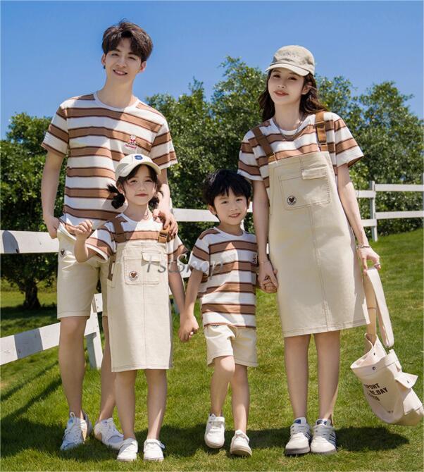 親子セット ペアルックtシャツ サロペットワンピース夏トップス ペアルック 女の子ワンピース 親子ペア..