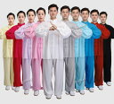 太極拳 ウェア 上下セット 男女兼用 レディース メンズ 太極拳用セットアップ 長袖カンフーウェア太極拳服 上下セット 演武用服 スタンドカラー 無地トップス ...