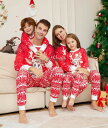 親子ペアルックパジャマ クリスマス衣装ルームウェア セットアップ親子お揃い ペアパジャマ レッド メンズ レディース 上下セット家族部屋着 赤ちゃん ベビー 男...