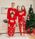 親子ペアルックパジャマ クリスマス衣装ルームウェア セットアップ親子お揃い ペアパジャマ レッド メンズ レディース 上下セット家族部屋着 赤ちゃん ベビー 男...