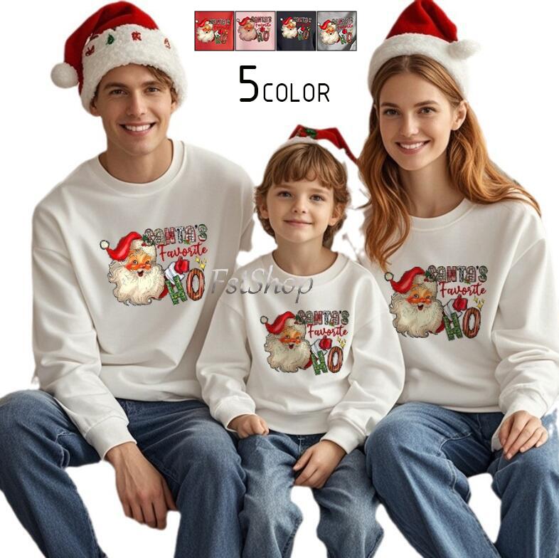 クリスマス衣装パーカー親子ペアルック トレーナー プルオーバー長袖スウェット トップス キッズ 大人 ..