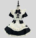 メイド服 定番 コスプレ 衣装 仮装 大きいサイズ 女の子 コスチューム コスプレ衣装 ロリータ ワンピース ショート丈 黒 白 短袖 洋服 ロリータ風 3点セット 蝶結び フリル 可愛い ハロウィン 衣装 コスプレ衣装 制服 文化祭 学園祭 イベント カフェ 喫茶 パーティー 高校生(3)