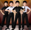 キッズ 男の子 ラテンダンスウエア 半袖シャツ シャツレオタード 長ズボン 上下セット 舞台ステージ演出服 イベント ジュニア 社交ダンス衣装 ヨガ ベリー ラテン ダンス 練習着 学園際 子供ラテンダンス衣装 表演服 団体服 110 120 130 140 150 160 170 180