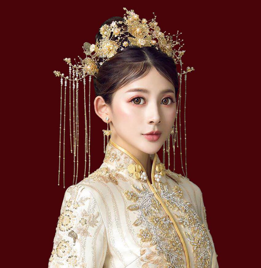 ウエディング 髪飾りセット 王冠 中華 中国風 古代結婚式 花嫁用 ヘアアクセサリー 漢服用 中国時代劇 皇后 貴妃 お姫様 変身 仮装 コスチューム 豪華 宝...