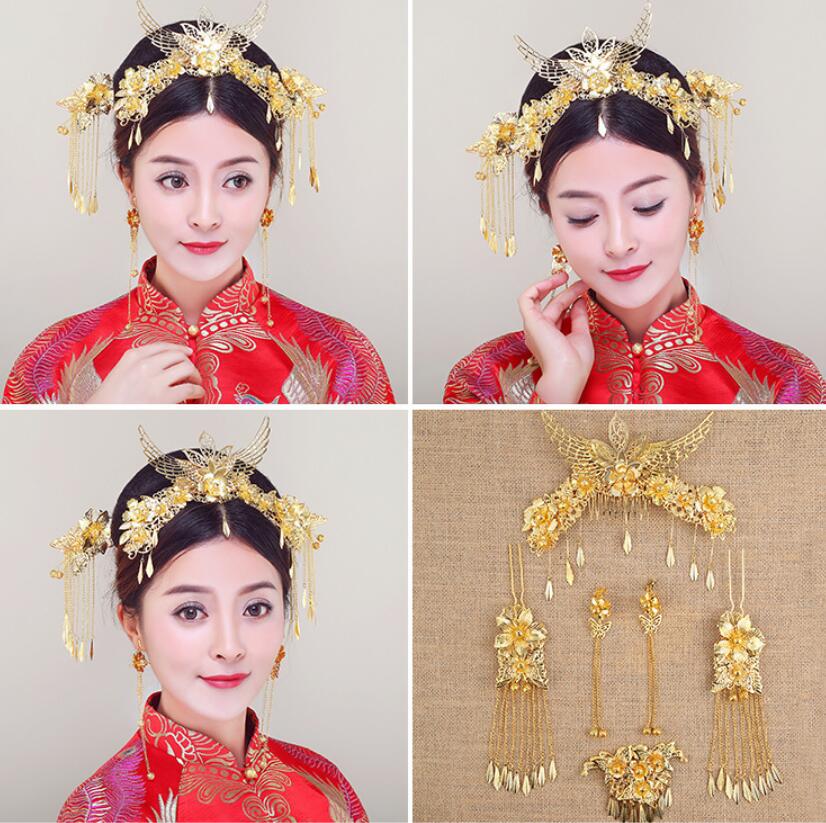 ブライダル ヘッドアクセサリー 結婚式 ウェディング パーティー 婦 花嫁 舞台 小道具 コスプレ 頭飾り 壮大 チャイナ風 鳳凰 王冠 ヘア アクセサリー ブ...