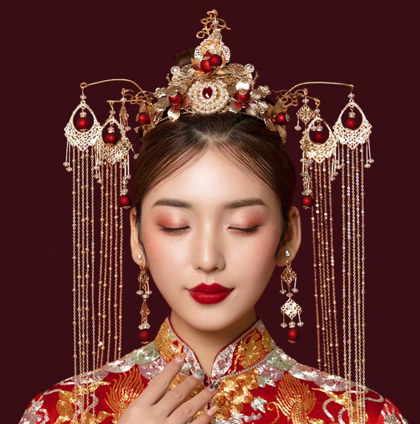 かんざし チャイナ風 中華 かんざしとピアス ヘッドドレス レディース 唐装漢服ヘアアクセサリー 花 ヘアアクセ ヘアアレンジ 髪飾り 大人 古代宮廷風 中華服...