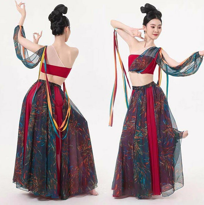 古典ダンス衣装 セットアップ 中華コスプレ衣装 コスチューム 敦煌古典舞踊 ダンス衣装 チャイナ風 天..