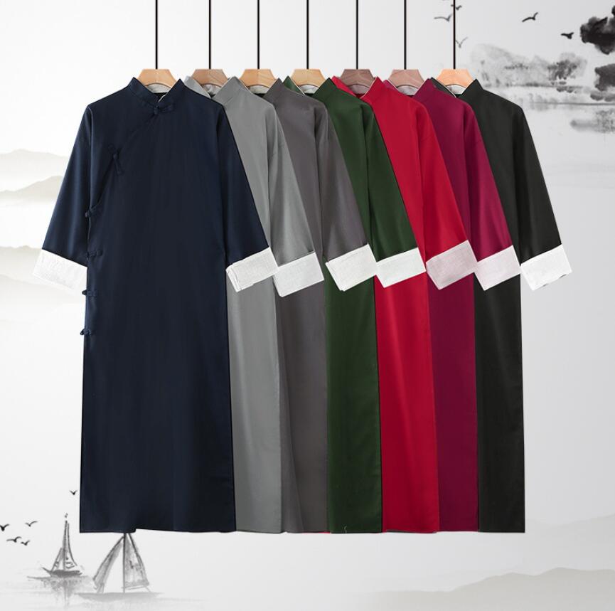 メンズ 民国風 コート チャイナ服 長袖 立襟 漫才 クロストーク風 ロープ コスプレ ハロウィン イベン..