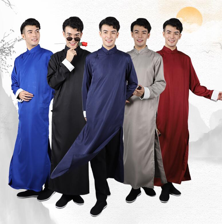 チャイナ服 メンズ 漫才 チャンパオ 舞台衣装 中華風 立ち衿 ハイスリット チャイナボタン 長袍 ハロウ..