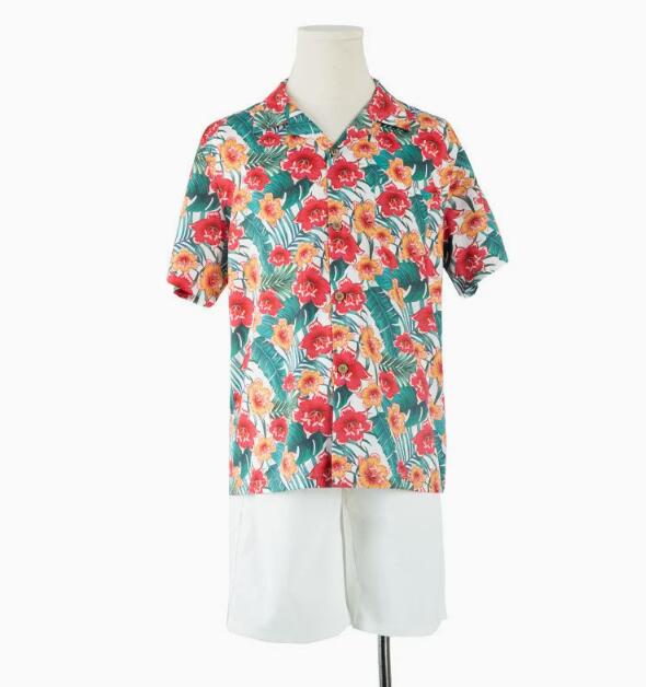 親子ペアルック 上下セット親子服アロハシャツ親子コーデ家族お揃いワンピース海辺...