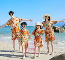 親子 ペアルック 上下2点セット ハワイ風シャツ ペア ワンピース親子服アロハシャツ花柄 夏服 親子コーデ 親子ペアtシャツ 半袖 コーデ家族 親子お揃い 大人 子供 お揃い ハワイ旅行メンズ レディース男の子 女の子 家族写真 夏ビーチ沖縄旅行リゾート海辺ママ パパ ドレス