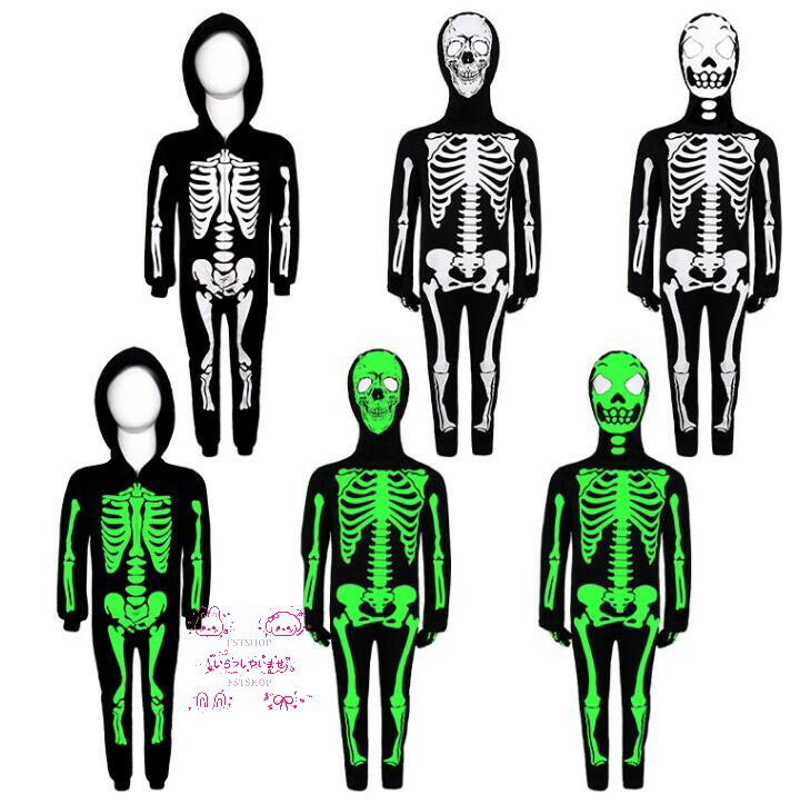 ハロウィン 衣装ガイコツ コスプレ変装 髑髏 夜光骸骨コスチューム スケルトン オールインワン仮装パー..