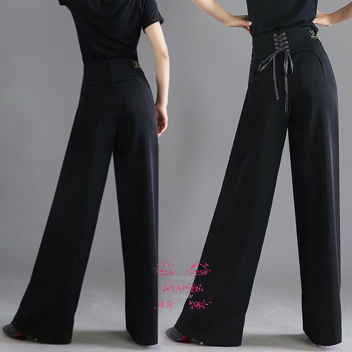 レディース ラテンパンツ ダンス用パンツ ダンスパンツ レースアップ ラテンダンス 社交ダンス衣装ズボン 社交ダンスウェア ボトムス タップダンス ワルツ ストレートパンツ モダンダンスパンツ女性用ダンス 演出服 舞台ステージ衣装 ダンス練習着 ブラック 厚手 薄手 団体服