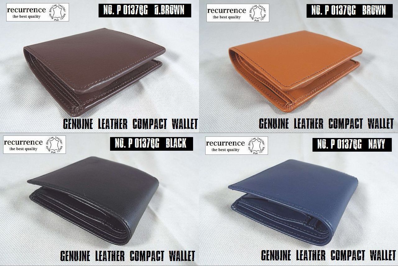 Genuine Leather Compact Wallet/天然皮革 二つ折り財布 -全4色-【コンパクト！】