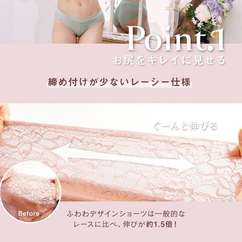 ふわわショーツ　総レース レディース デザインショーツ ふわわブラ セットショー...