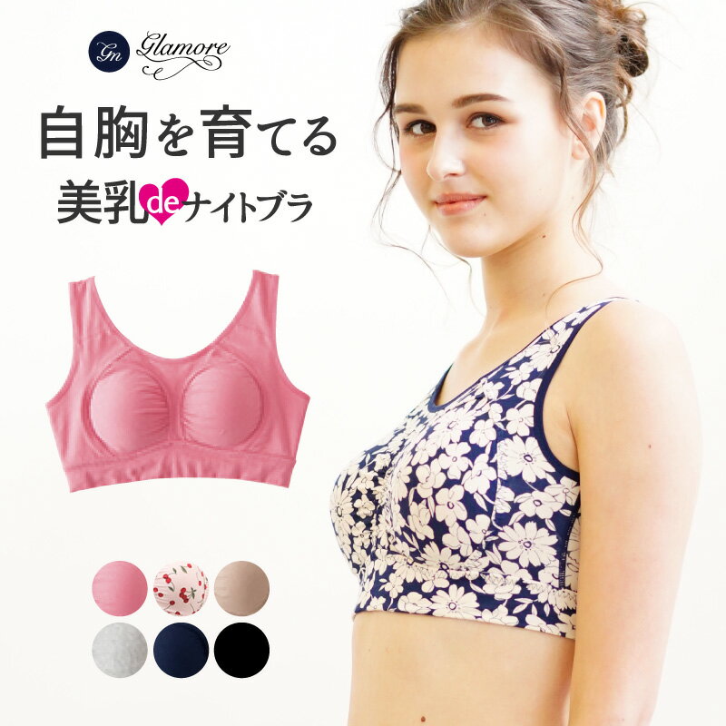 美乳 de ナイトブラ リラックスブラ　 育乳 ブラジャー ノンワイヤー 育乳 下着 女性 バストケア 夜用 補正 産後 卒乳 夜ブラ 夜用ブラ おやすみブラ 大きいサイズ スポブラ グラモア glamore 【交換OK】