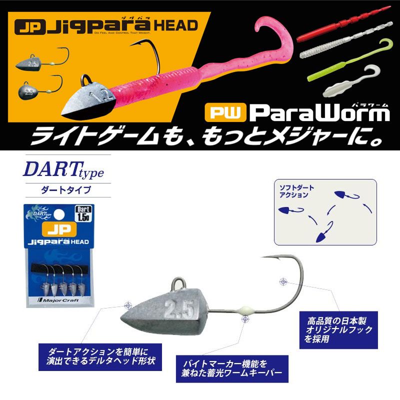 メジャークラフト　ジグパラ ヘッド ダートタイプ 1.5g / ジグヘッド ライトゲーム　【釣具　釣り具　お買い物マラソン】通販格安セール情報　楽天　通販