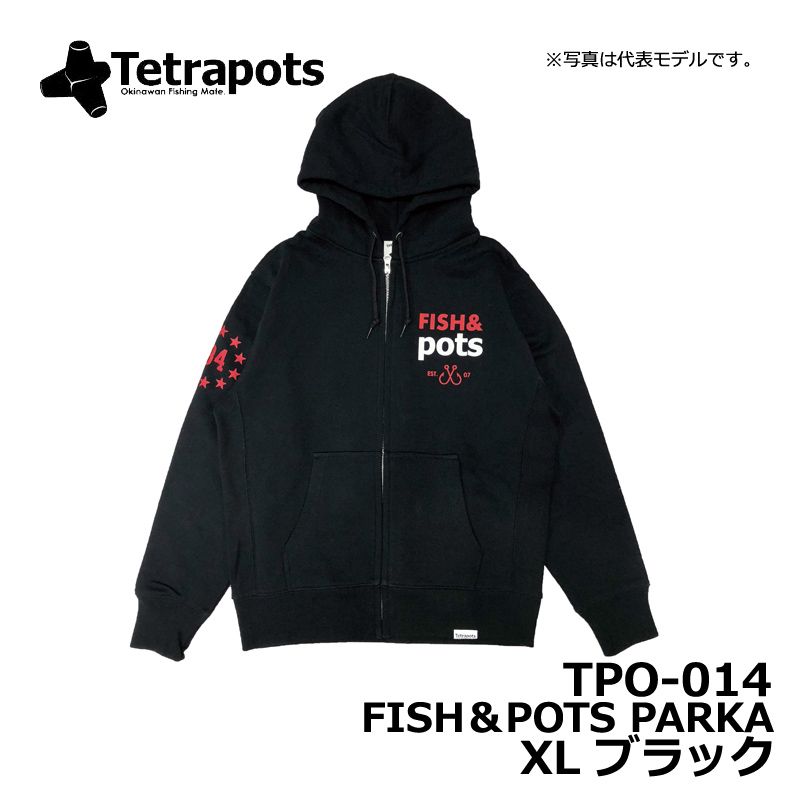 テトラポッツ　TPO-014 FISH＆POTS PARKA XL ブラック / テトラポッツ パーカー モンゴル800 モンパチ　【釣具　釣り具】