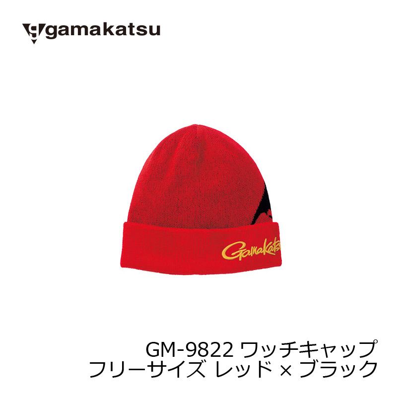 がまかつ　GM-9822 ワッチキャップ レッドxブラック F / 釣り 防寒 帽子　【キャッシュレス5％還元対象】