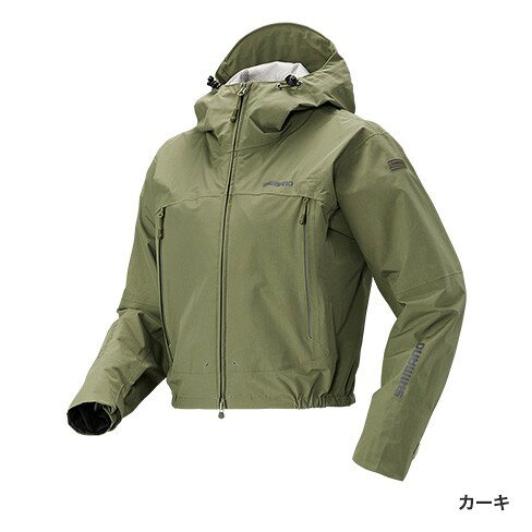 シマノ(Shimano)　RA-02SS DSショートレイン カーキ XL　鮎釣り 渓流釣り 透湿防水レインウェア　【釣具　釣り具】