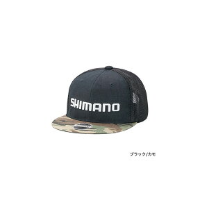 シマノ(Shimano)　CA-067T ベーシックハーフメッシュフラットキャップ フリー ブラック/カモ / 帽子 日よけ　【釣具　釣り具】