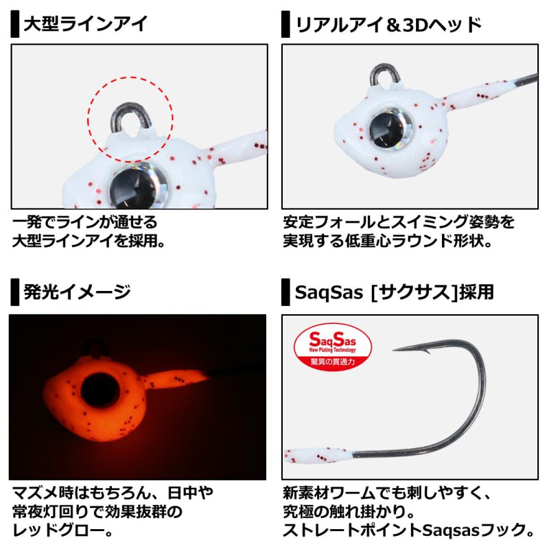 月下美人 SWライトジグヘッドSS #6 1.5g レッドグロー の商品画像3枚目