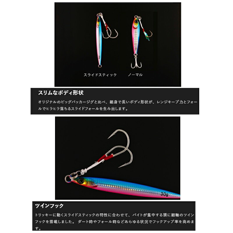 ビッグバッカー ジグ スライドスティック 15g ピンクバック/ボーダーホロ の商品画像2枚目