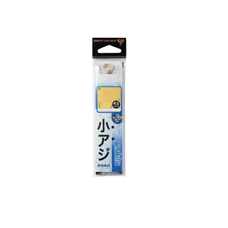仕様表軸に「胴打」加工が施してあります。子魚のウロコに似せてキラリと鈎が光るので空鈎でも「擬餌効果」があります。Gamakatsuがまかつ　糸付 小アジ●品名コード：11315●号数：9●ハリス：1●入数：5●カラー：金詳細はこちら