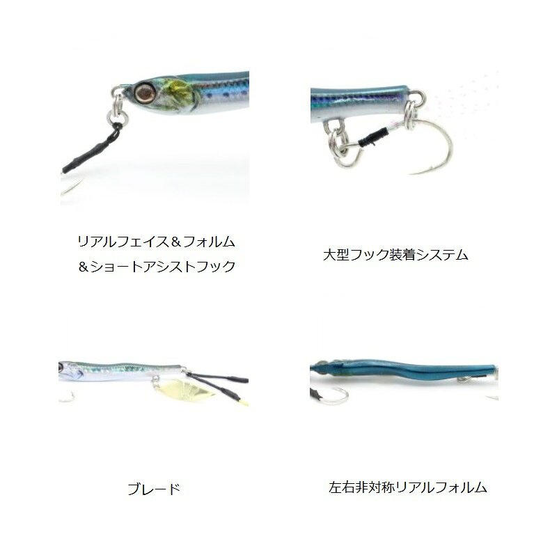 釣具のFTOのリトルジャック　メタルアディクト タイプ03 60g #10 チャートヘッドグローベリー＋RP｜アングル3