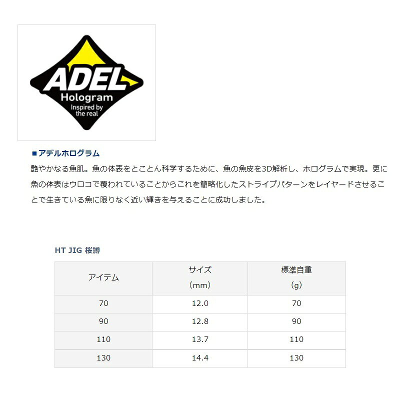 ダイワ(Daiwa)　HTジグ 桜鱒 70 ADELグリーンゴールドグローヘッド　【釣具　釣り具】 fto-r-10183245 釣具のFTO サンプル画像3