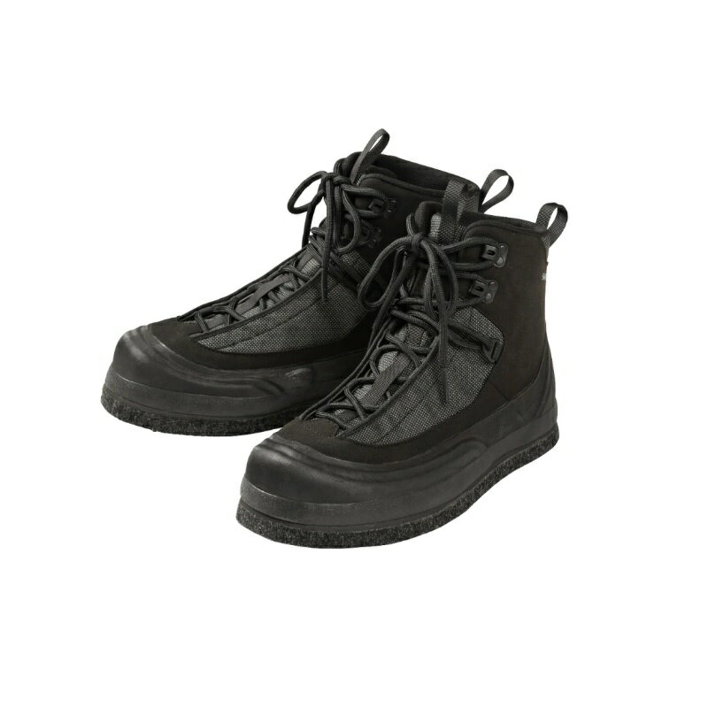 仕様表耐久、屈曲、水抜けを考慮したウェーディングシューズ。日本の河川で十分にテストされた優れもの。■大き目のソールで安定感UP。ソールはサイドまで入ったカットで屈曲性も優れています。■水抜きしやすく砂利が入りにくい足裏排水■シューズサイドのラバーが指をしっかりガード■シャキッとしたアッパーで脱ぎ履きが容易。SHIMANOシマノ　ウェーディングシューズ カットフェルト●品番：FS-003V●サイズ：27.5●カラー：チャコール●ジオロック交換ソール対応種類：中丸●ソールタイプ：カットフェルト詳細はこちら