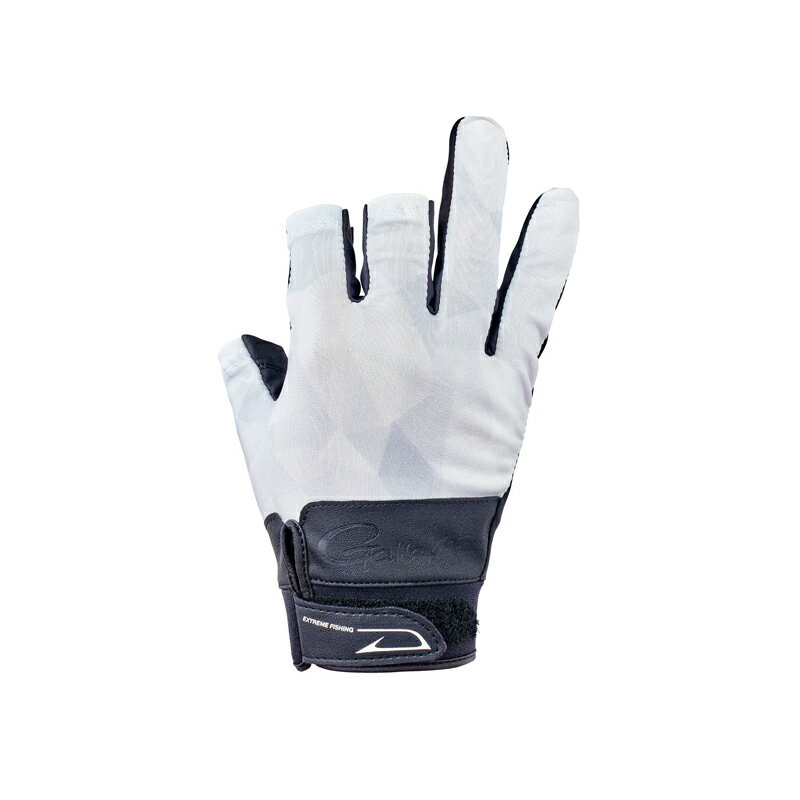がまかつ　GM7291 ストレッチフィッシンググローブ(3本切) L ホワイトポリゴン　【釣具　釣り具】