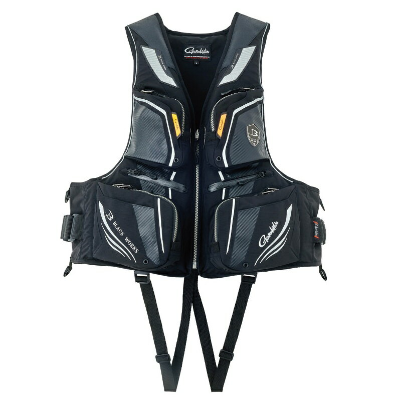 がまかつ　GM2193 フローティングベスト 3L ブラック(BLACK WORKS)　【釣具　釣り具】