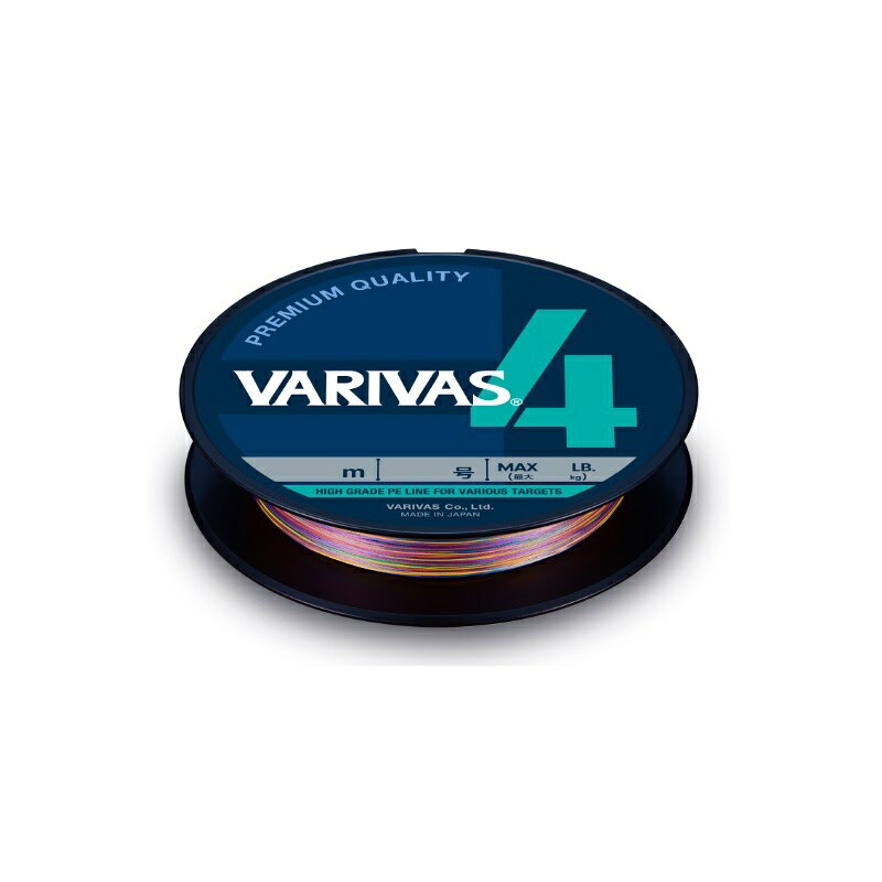 仕様表VARIVAS 4 マーキングVARIVASが贈る！NEWスタンダードPEライン4ブレイドPE均一かつ密に編むことで、強度の安定性に優れた非常に扱いやすいPEラインです。3つの高性能★高強度→大物とのやりとりも安心！★高耐久性→初期性能が長続き！★高感度→アタリが分かる！VARIVAS　VARIVAS 4バリバス　VARIVAS 4 マーキング●カラー：5色+メーターマーキング●巻き数（m）：200●号数（号）：0.6●MAX LB.：10●強度（kg）：4.53詳細はこちら