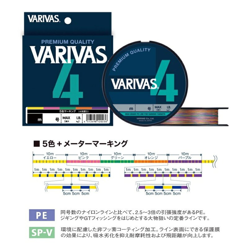 バリバス　VARIVAS バリバス4 マーキング 200m 1号　【釣具　釣り具】 fto-r-10208237 釣具のFTO サンプル画像2