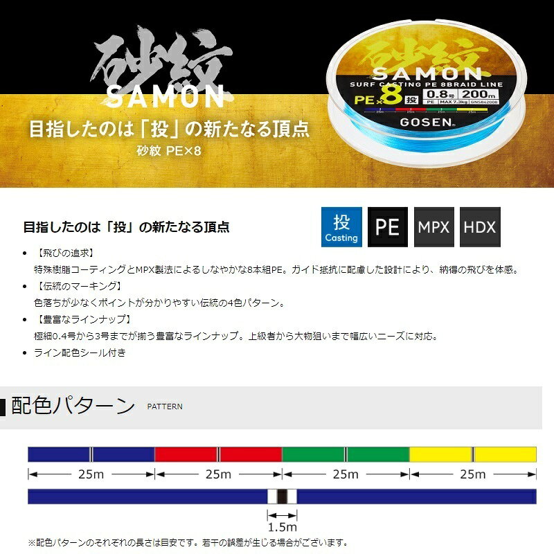 釣具のFTOのゴーセン　GNS842015 砂紋 PEX8 200m 1.5号　【釣具　釣り具】｜アングル2