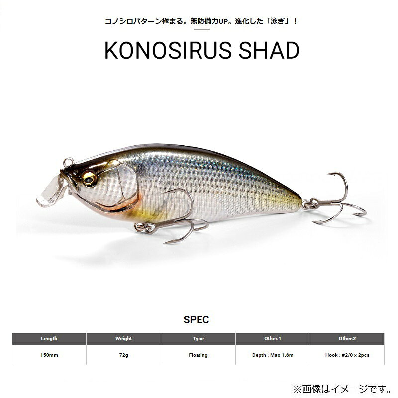 メガバス　コノシラスシャッド KONOSIRUS SHAD(F) GG ゴールドコノシロ　【釣具　釣り具】 fto-r-10220338 釣具のFTO サンプル画像2