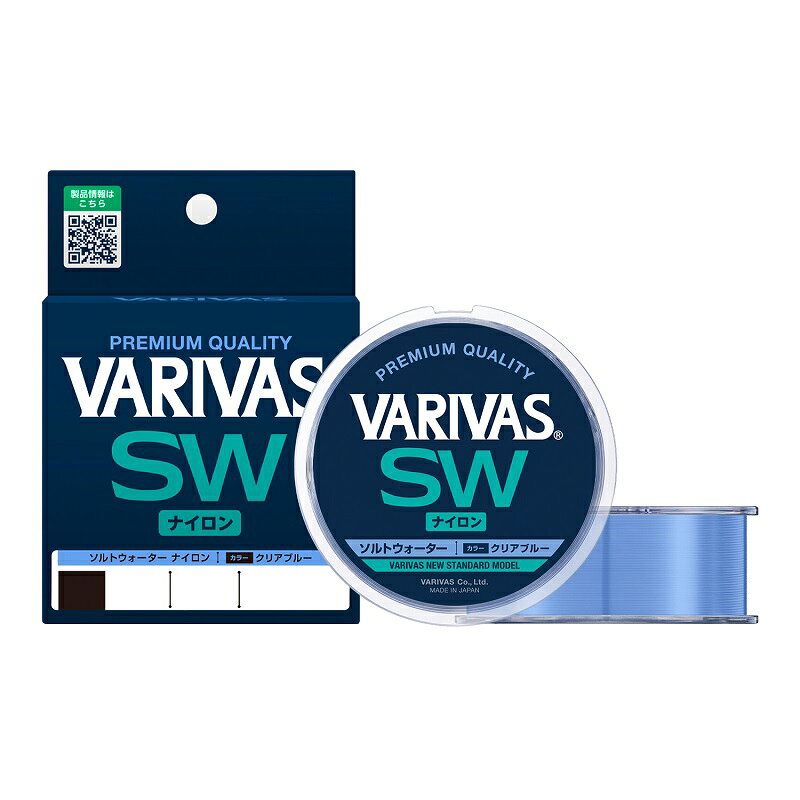 仕様表VARIVASが贈るNEWスタンダードソルト専用ナイロンライン■高性能ナイロンクセが付きにくく、リールに巻いた時の糸馴染みが抜群。使い手やシチュエーションを選ばないオールラウンドナイロンラインです。■3つの高性能●高強度→大物とのやりとりも安心！●高耐久性→初期性能が長続き！●しなやかで扱いやすい→トラブルレス！■その他の特徴●ラインカラーはカモフラージュ性能も備えたクリアブルーを採用●糸つぶれを防ぐ平行巻を採用VARIVASバリバス　VARIVAS SW（ソルトウォーター） ナイロン●号:0.8●LB.:3●DIA.(mm):0.148●全長:100m●カラー：クリアブルー詳細はこちら