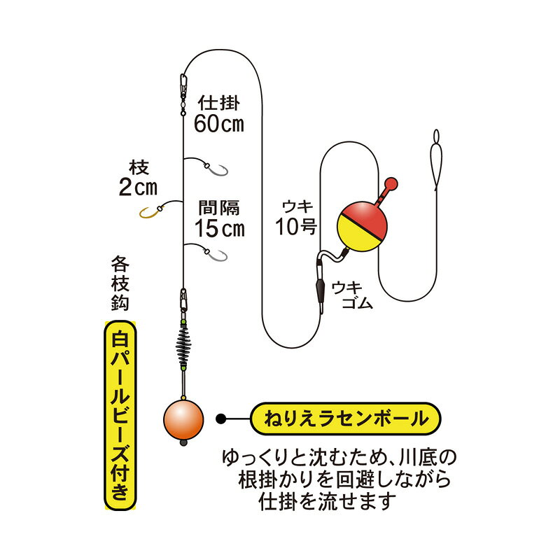 がまかつ　42-925 小鮎パーフェクト仕掛 河川用(小アジ白金3本PB) 2.5-0.6　【釣具　釣り具】 fto-r-10233351 釣具のFTO サンプル画像2