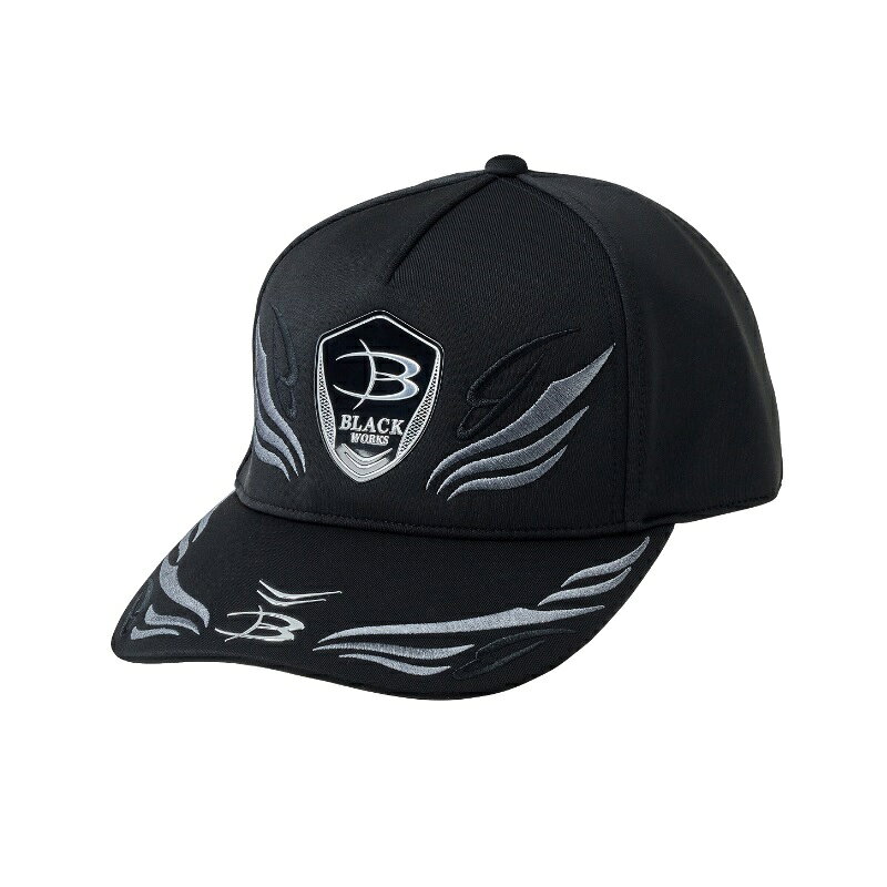 がまかつ　GM9015 ワッペンキャップ(BLACK WORKS) M ブラック　【釣具　釣り具】