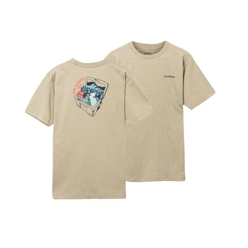 シマノ　SH-003V オーガニックコットン グラフィック Tシャツ XS ベージュ【在庫限り特価】【夏物衣料大処分】